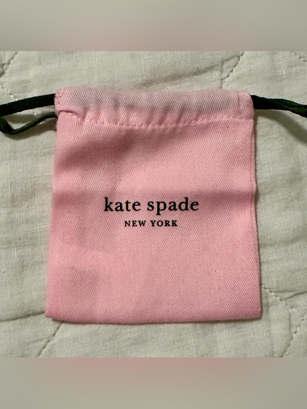 Kate Spade Pink Drawstring Jewelry Pouch with Black Cord